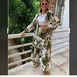 Leaf Print Kimono Set